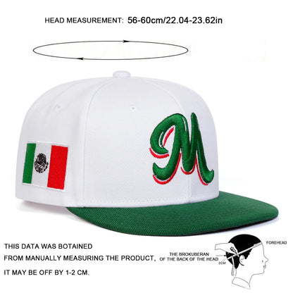 Unisex M Embroidery Side Mexican Flag Hip-hop Net Hats Spring Summer