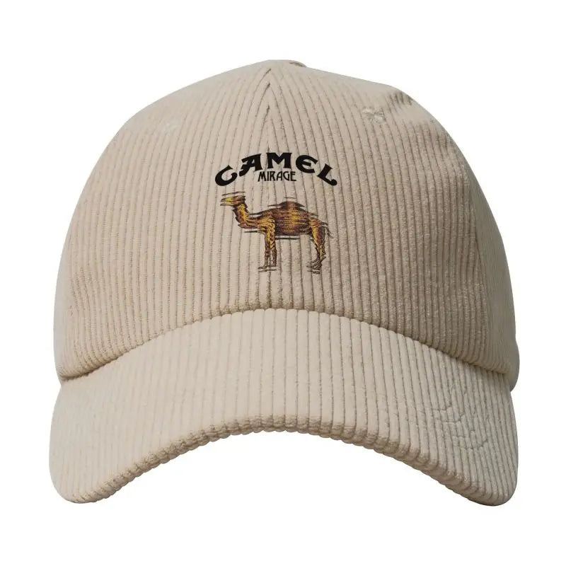 Camel Mirage Print Baseball Cap Soft Cozy Corduroy Hat Daily Casual