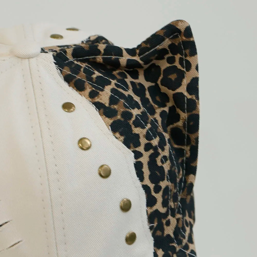 Hot Girl Leopard Print Jeans Rabbit Ears Cowboy Baseball Hat