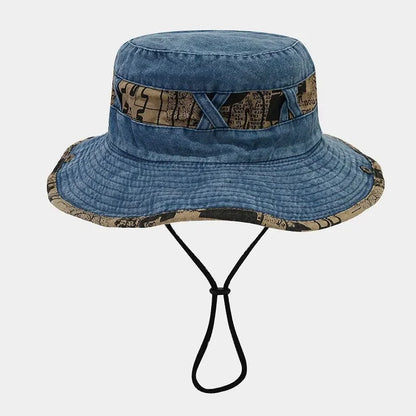 Spring Summer Cotton Letter Embroidery Pattern Bucket Hat