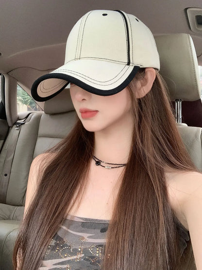 Korean Light Plate Contrasting Color Baseball Cap Fashion Shows Small Face