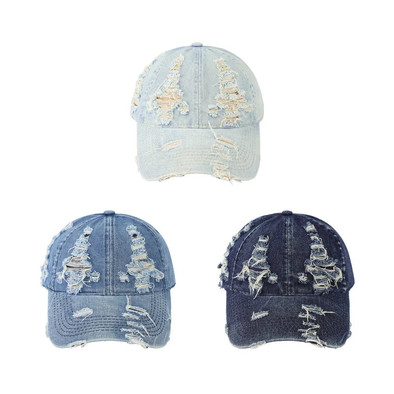 American Retro Washed Denim Distressed Baseball Cap