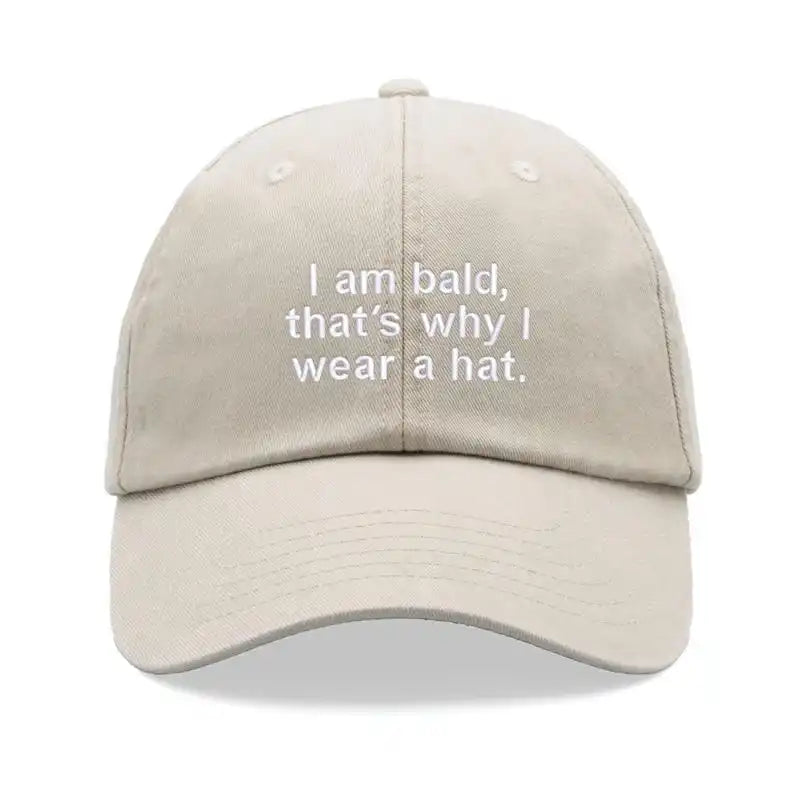 1pc "I Am Bald, That's Why I Wear A Hat" Baseball Cap,Vintage Washed Unisex Dad Hat