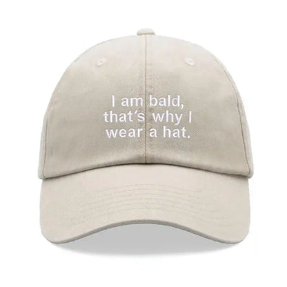 1pc "I Am Bald, That's Why I Wear A Hat" Baseball Cap,Vintage Washed Unisex Dad Hat