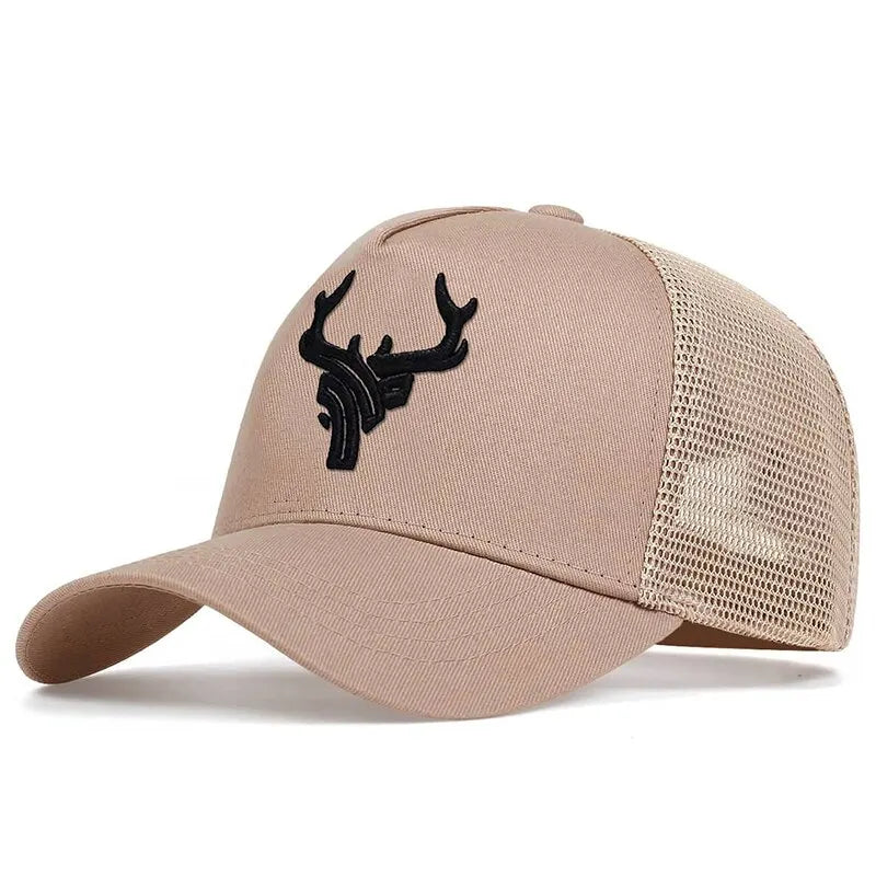 Unisex Animal Antlers Embroidery Baseball Net Caps Spring and Summer