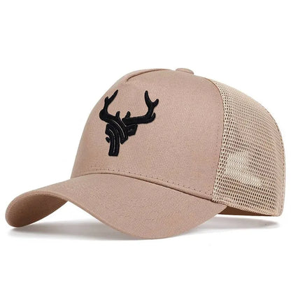 Unisex Animal Antlers Embroidery Baseball Net Caps Spring and Summer