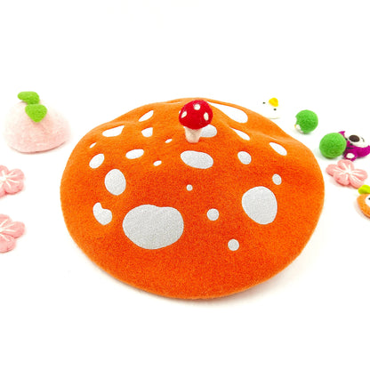 Women Handmade Beret Hat Female Hat Autumn Wool Felt Cloud Painter Cap