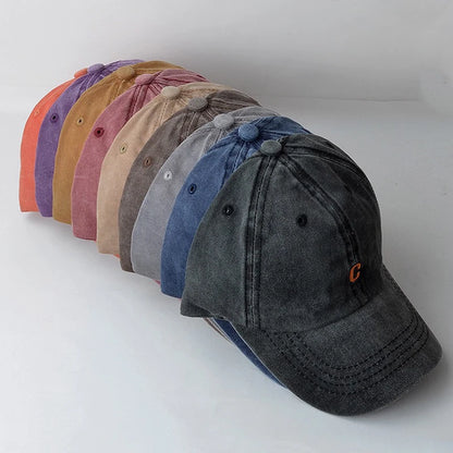 C Letter Embroidery Denim Baseball Caps