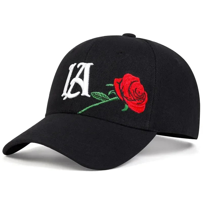 Unisex LA Rose Embroidery Baseball Caps Spring and Autumn