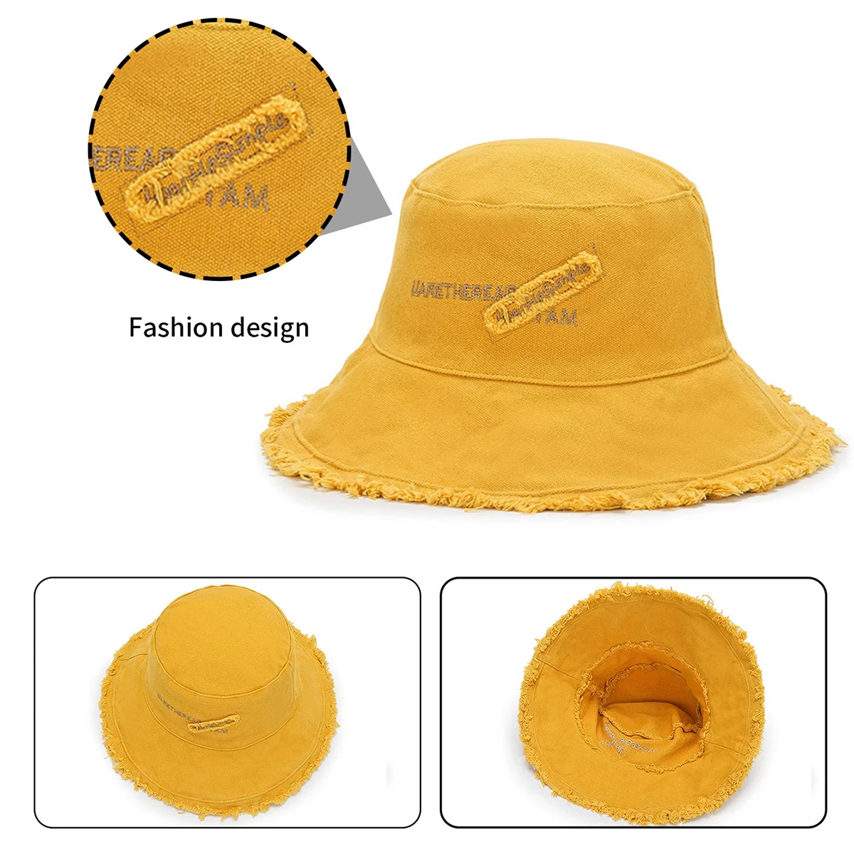 Fisherman Hat Women's Summer Sunscreen Denim Raw Edges Old Korean Version of the Trendy Face Bucket Hat