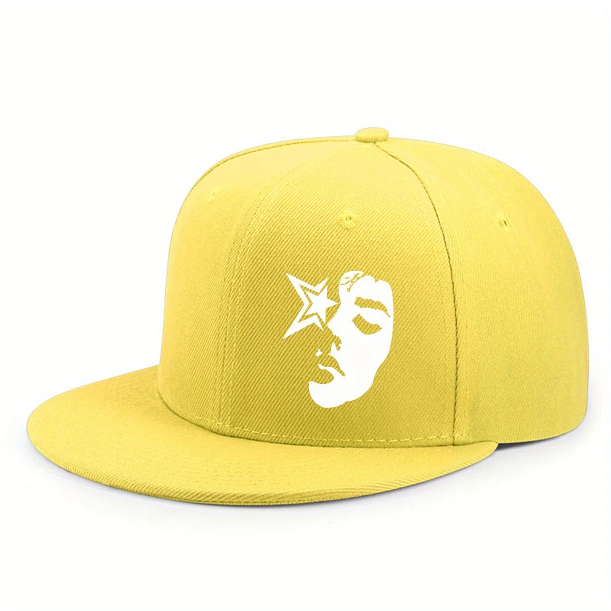 Fashion Face Pattern Printed Flat Brim Hat Hip Hop Y2k Snapback Hats