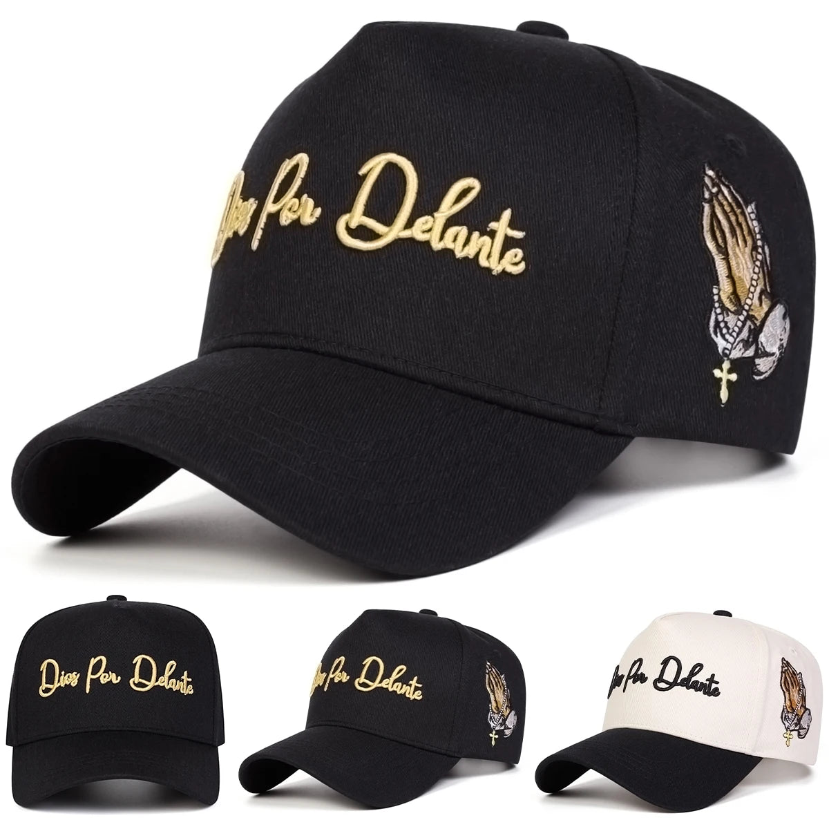 Unisex Dios Por Delante Letter Embroidery Baseball Caps Spring Autumn