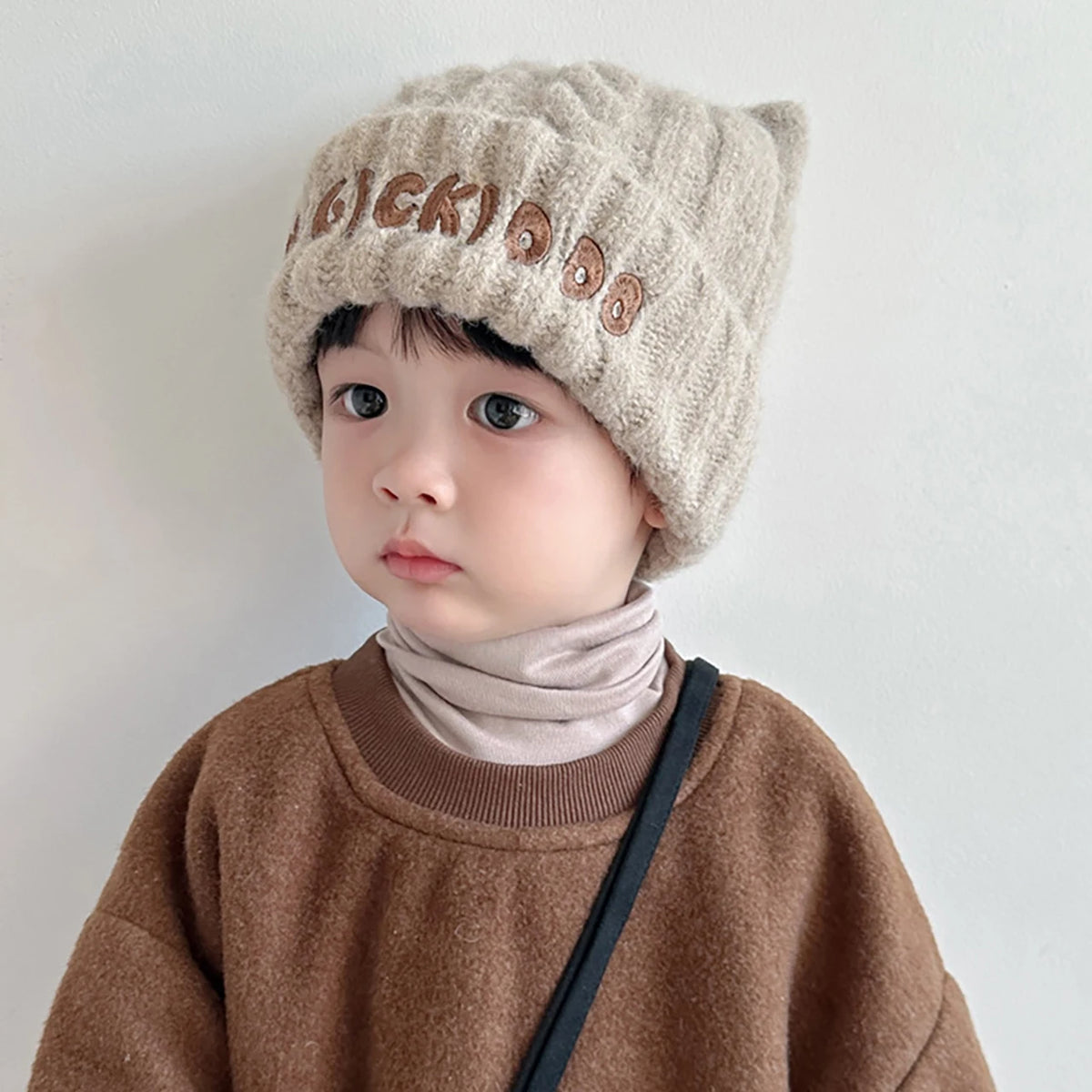 Fashion Letter Children Knitted Hat Boy Girl Thicken Woolen Pullover Cap