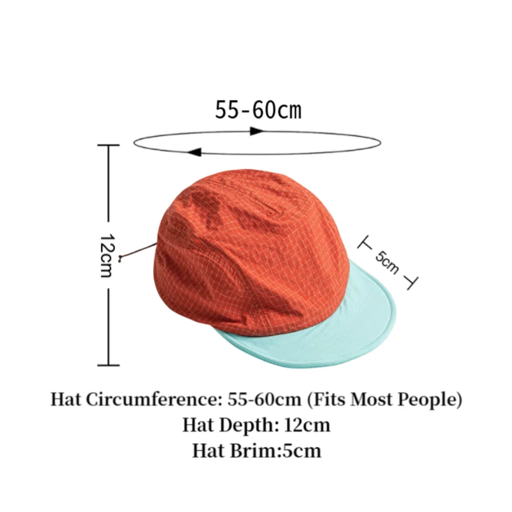 Baseball Cap Nylon Short Brim Korean Style Color Block Mesh Adjustable Breathable Hat