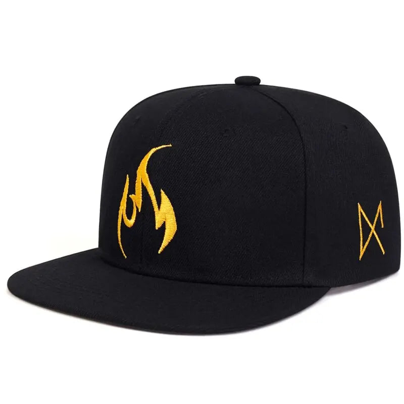 Unisex Flame Embroidery Hip-hop Hats Outdoor Casual Snapback Caps
