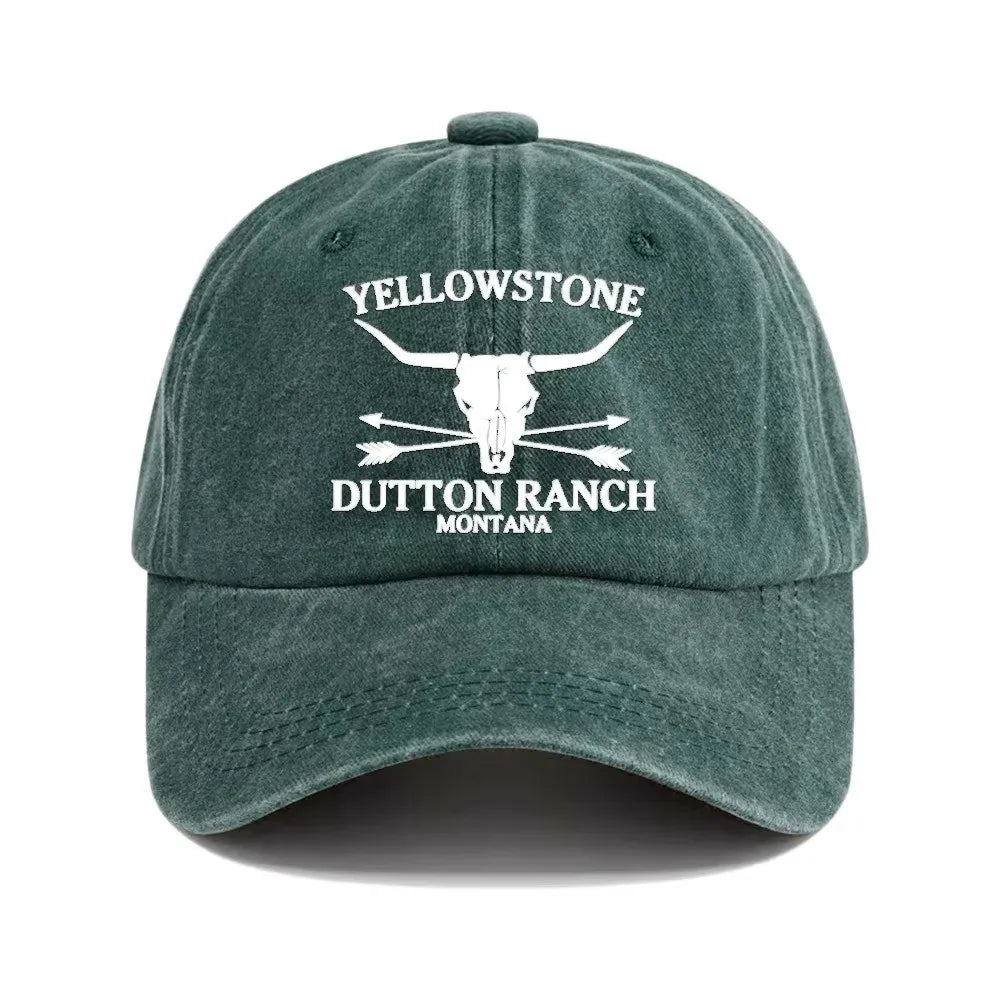 Vintage Washed Cotton Bull Skull Baseball Caps