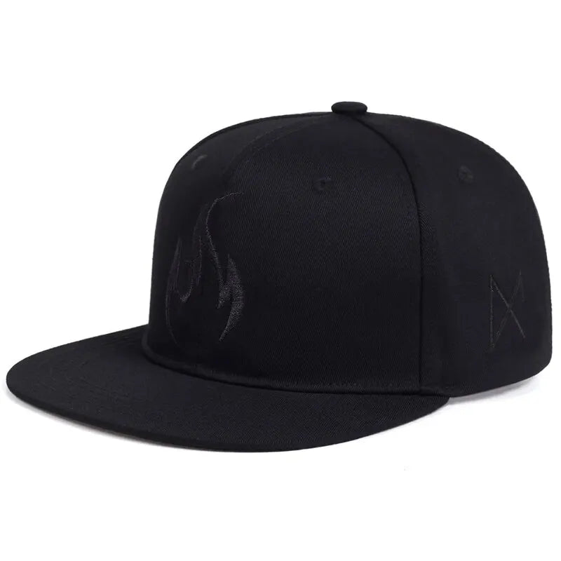 Unisex Flame Embroidery Hip-hop Hats Outdoor Casual Snapback Caps