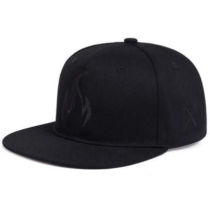 Unisex Flame Embroidery Hip-hop Hats Outdoor Casual Snapback Caps