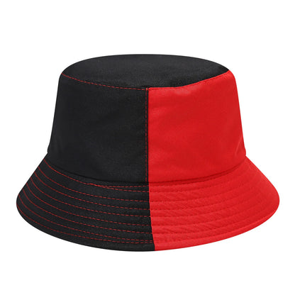 Black White Patchwork Bucket Hat Street Style Daily Wear Flat Top
