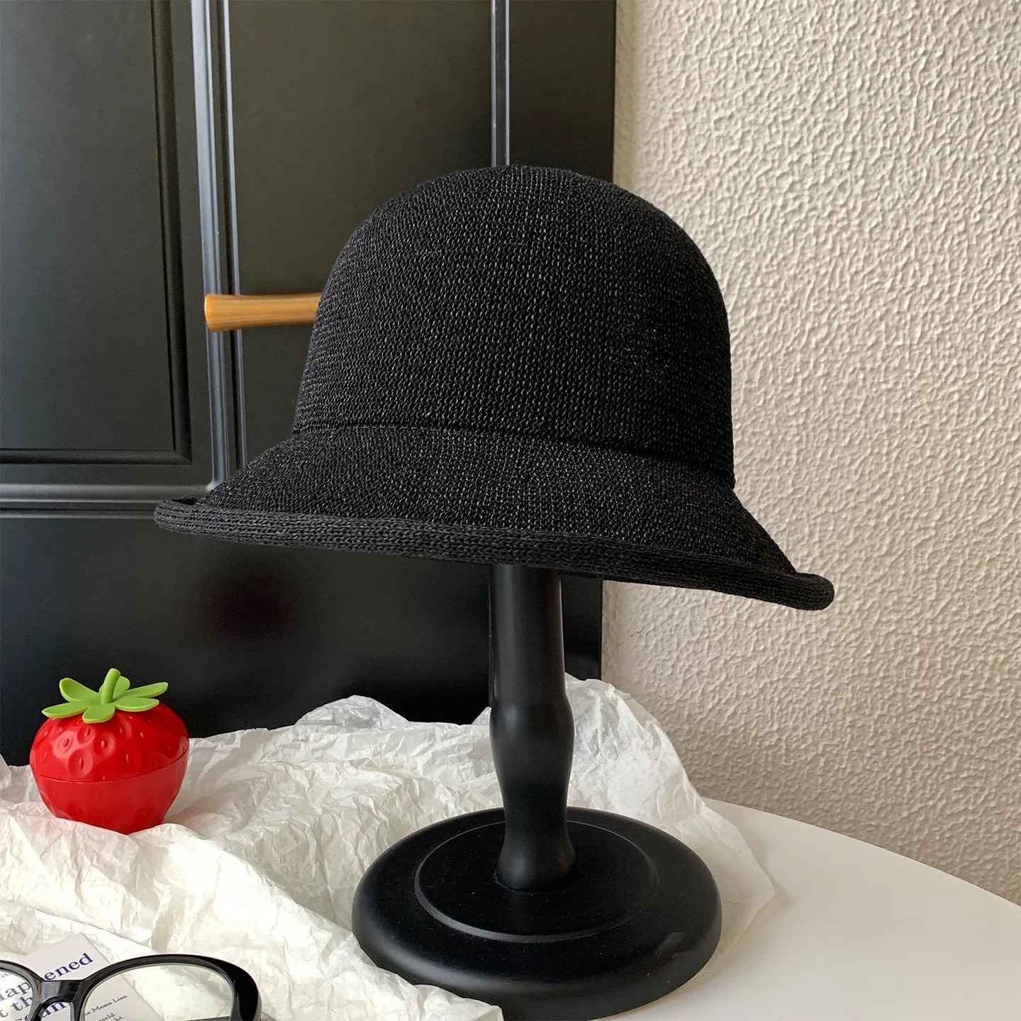 Cuffed Knitted Openwork Fisherman's Hat