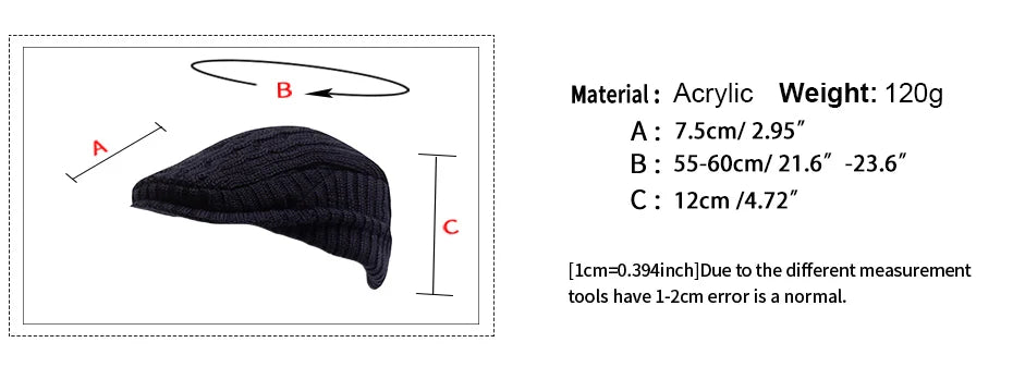 Men Women Knitted Hat With Earflaps Beret Autumn Winter Thickened Warm Berets