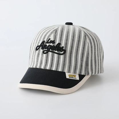Children's Los Angeles Printed Striped Baseball Cap Contrasting Color Brimmed Sun Hat Adjustable Suitable