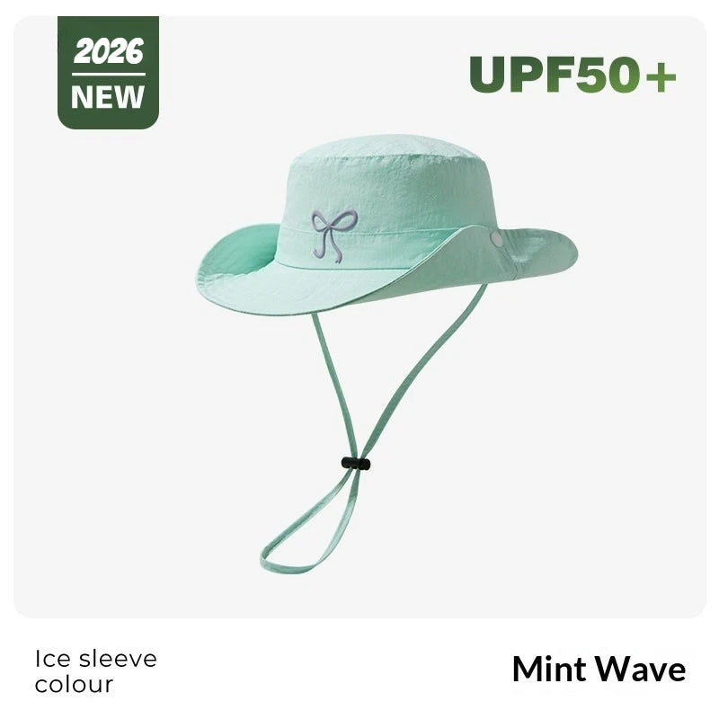 Korean Embroidery Pink Bow Quick Fisherman Hat