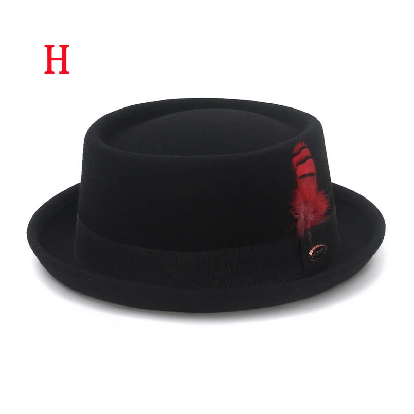 100% Wool Pork Pie Fedora Hat For Women Men