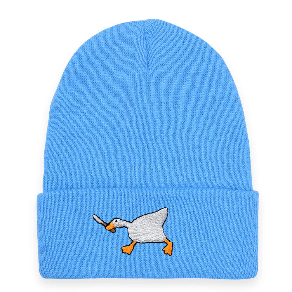 Big Goose Embroidered Knitted Hat For Winter And Winter Warmth