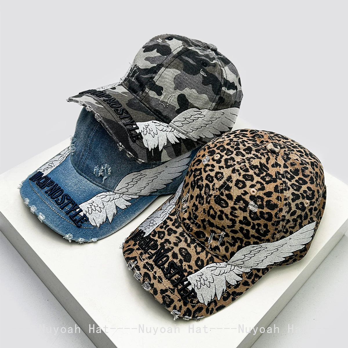 Embroidered Letters Dual-Bladed Angel Wings Baseball Hats