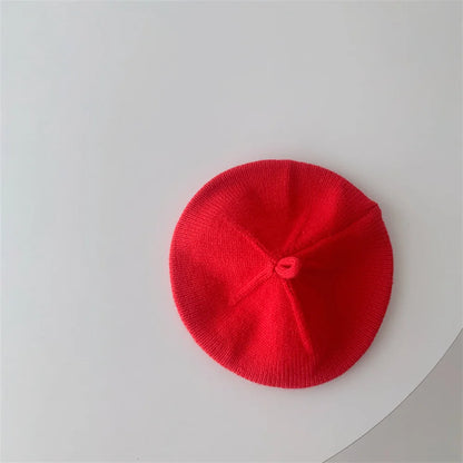 Fashion Baby Knitted Beret Hat Solid Color Children's Warm Hats