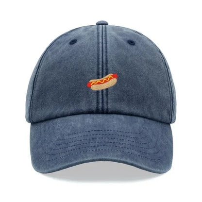 Hotdog Baseball Cap Vintage Washed Unisex Dad Hat Adjustable Faded Sports Sun Food Hiking Gardening Funny