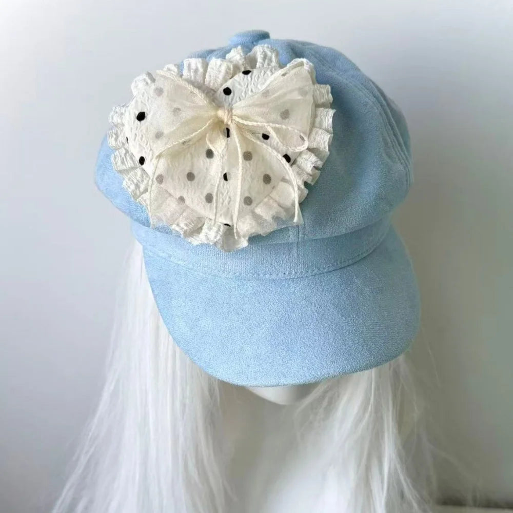 Y2K Original Lace Polka Dot Heart-Shaped Beret