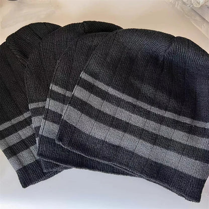 Winter Striped Knitted Acrylic Hat Soft Warm Unisex Beanies Women And Men