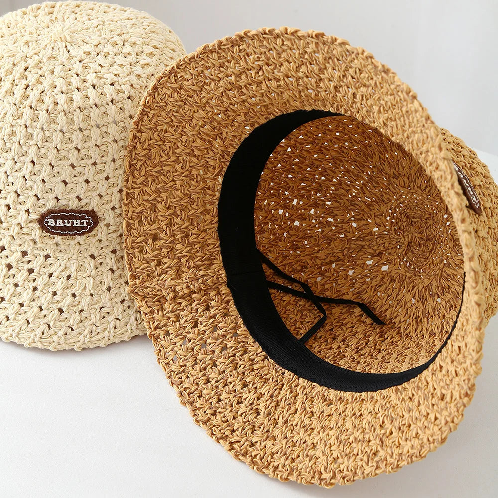 Woven Straw Rope Bucket Outdoor Cap Sunshade Ins Fashion Good Bucket Hats