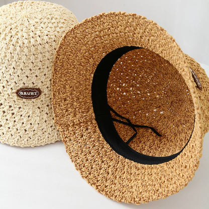 Woven Straw Rope Bucket Outdoor Cap Sunshade Ins Fashion Good Bucket Hats