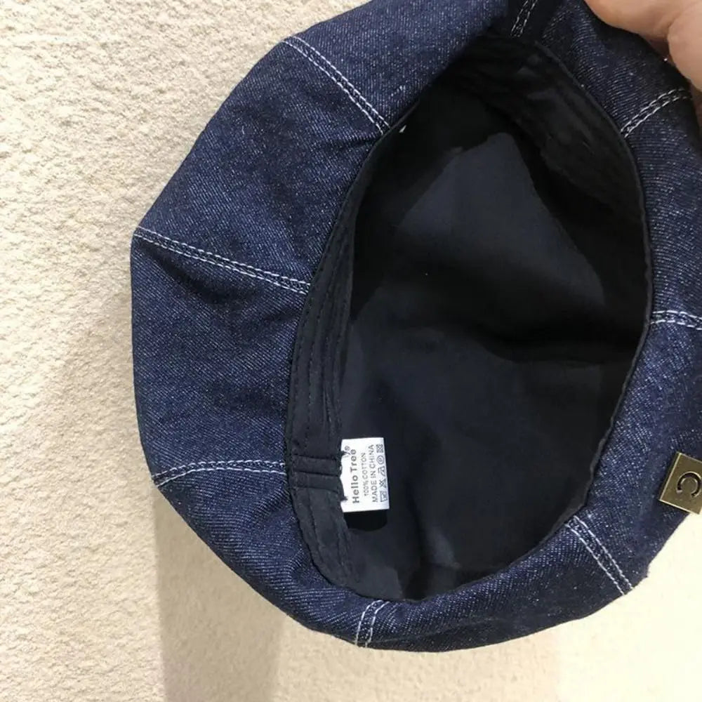 Fashion Denim Women Beret Hat Adjustable Retro Painter Hats