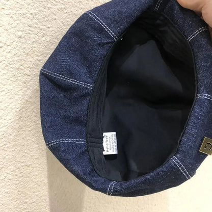Fashion Denim Women Beret Hat Adjustable Retro Painter Hats