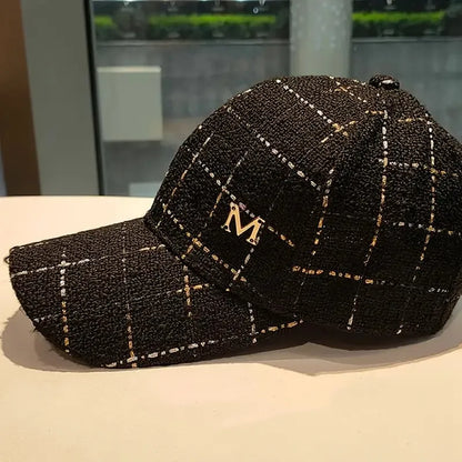 Metal M Patch Baseball Cap Black Elegant Dad Hat