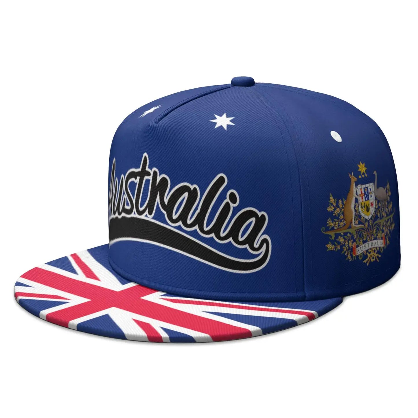 Australia Flat Brimmed Cap White Blue Black Red Aus Flag Nation Country Hip-hop Hat