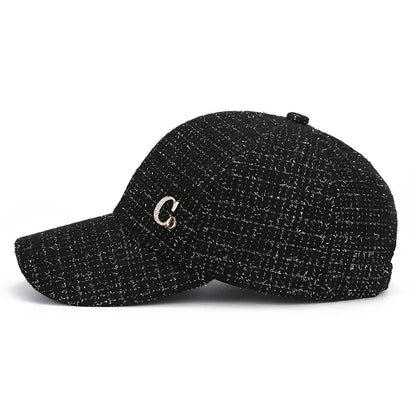 Metal M Patch Baseball Cap Black Elegant Man Hat