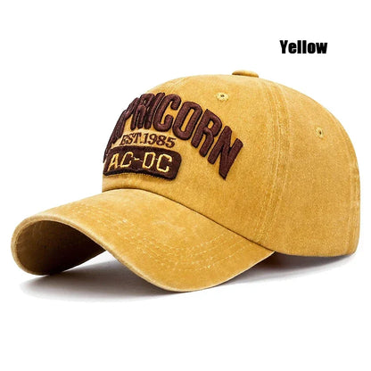 New Unisex Washed Distressed 'Capricorn' Alphabet 3D Embroidery Soft Top Baseball Cap Fashion Men Women