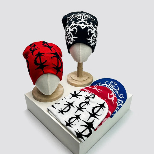 European Style Pattern Wool Knitted Hats Personal Warm Hip Hop