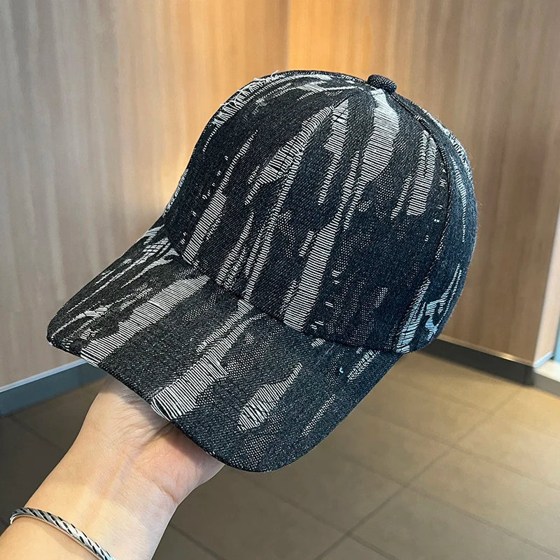 Retro Distressed Hard-Top Baseball Cap For Women
