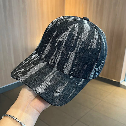 Retro Distressed Hard-Top Baseball Cap For Women
