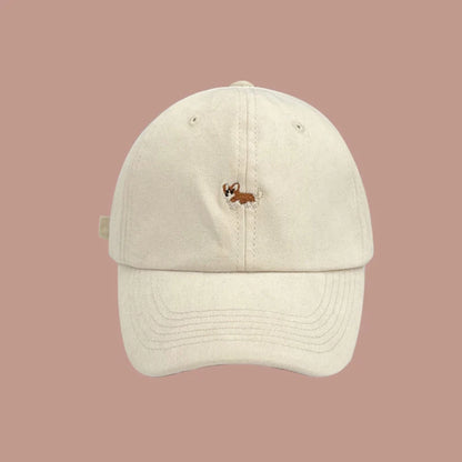 Dog Embroidery Baseball Hat For Men Women Cotton Solid Color Peaked Cap