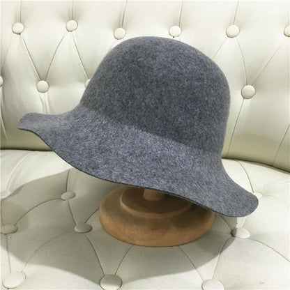 Fedora Hat Women's Autumn Wave Curled English Retro Versatile Fisherman Hat