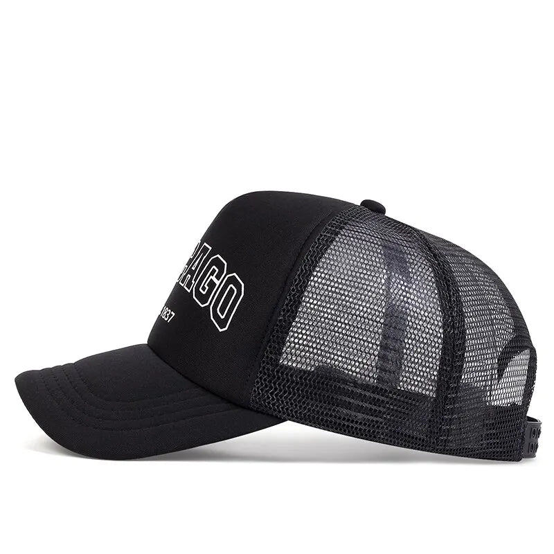 Summer Men Mesh Baseball Cap Outdoor Sport Chicago Letter Snapback Hat For Women
