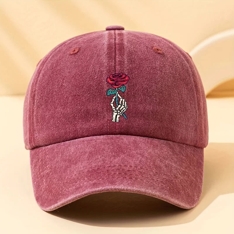 Fashionable Rose Printed Baseball Cap