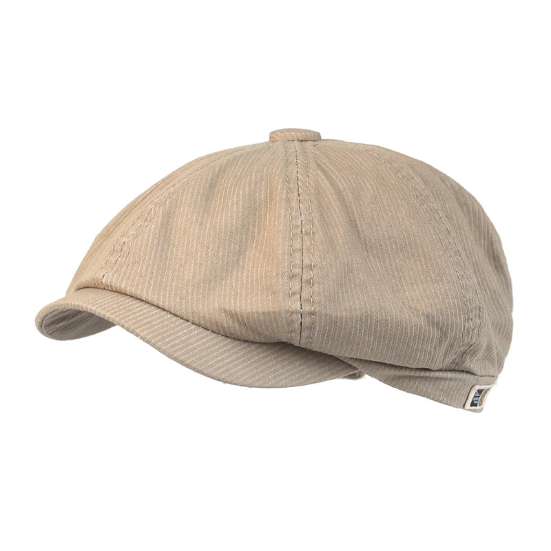 Stripe Newsboy Cap Peaky Casual Octagonal Hat